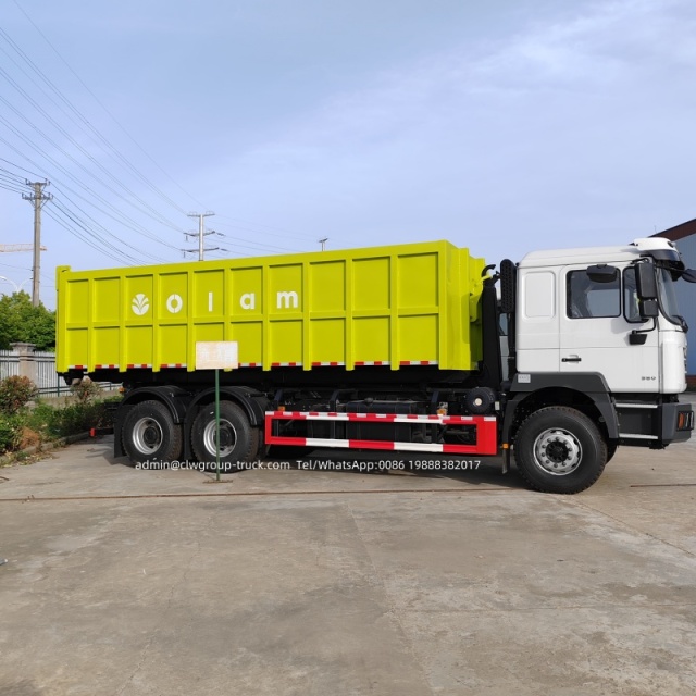 Shacman 10 wheeler hook arm lift dumpster truck for sale,Chengli Special Automobile Co.,Ltd,Shacman waste collection palm fruit transport hook lift dumpster truck