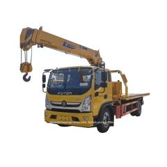 Foton 5ton flatbed tow truck with telescopic crane xcmg 6.3ton wrecker bed,Chengli Special Automobile Co.,Ltd,Foton slide deck flatbed car carrier recovery rescue car towing crane