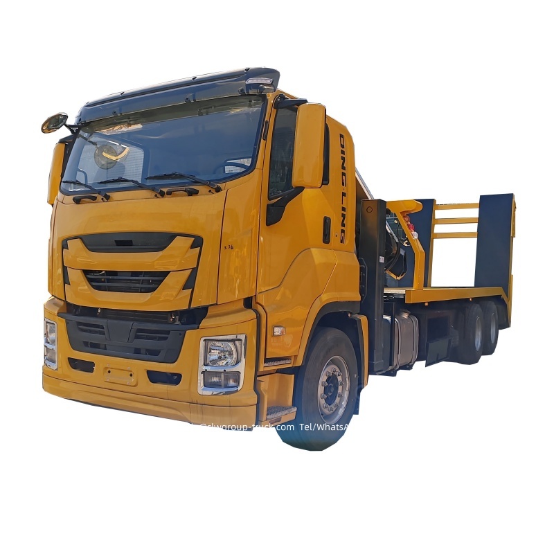 Isuzu flatbed tow truck with knuckle boom crane 8 tons,Chengli Special Automobile Co.,Ltd,Isuzu 6x4 sliding platform recovery flatbed truck with crane for sale