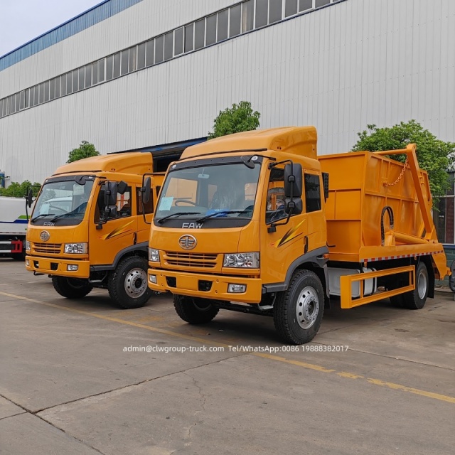 FAW 10 cubic meters skip bin garbage truck,Chengli Special Automobile Co.,Ltd,FAW swing arm 10 cubic meters skip loader garbage truck for sale