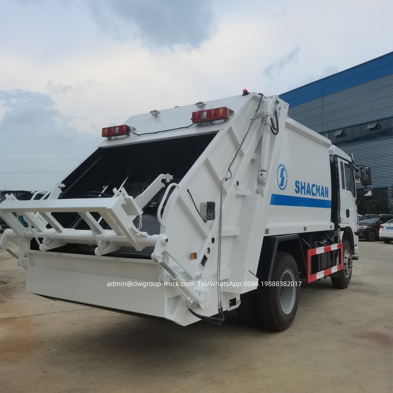 Shacman 6 wheeler 14 cubic meters dumpster garbage truck,Chengli Special Automobile Co.,Ltd,Shacman 4x2 rear loading rubbish bin trash compactor truck dimension