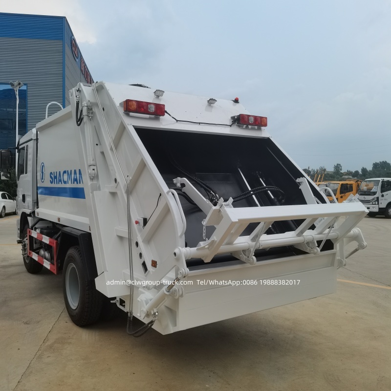 Shacman 6 wheeler 14 cubic meters dumpster garbage truck,Chengli Special Automobile Co.,Ltd,Shacman 4x2 rear loading rubbish bin trash compactor truck dimension