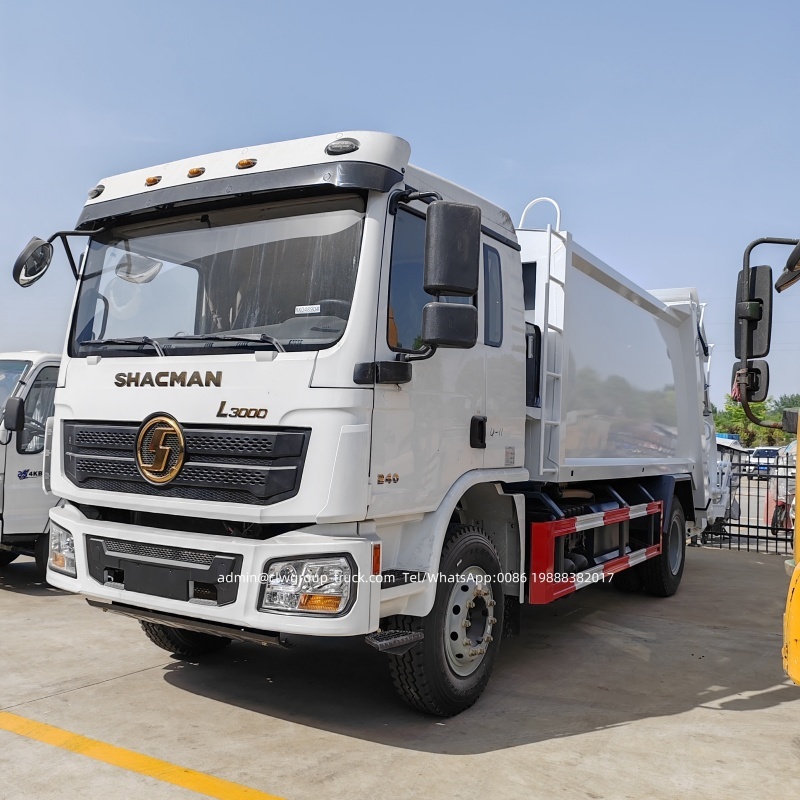 Shacman 6 wheeler 14 cubic meters dumpster garbage truck,Chengli Special Automobile Co.,Ltd,Shacman 4x2 rear loading rubbish bin trash compactor truck dimension