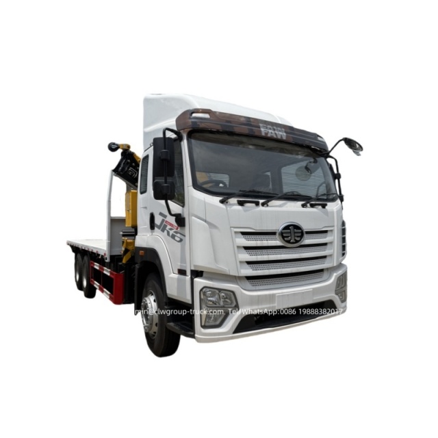 FAW flatbed truck crane