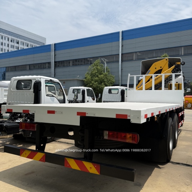 flatbed truck with 12 ton knuckle boom crane