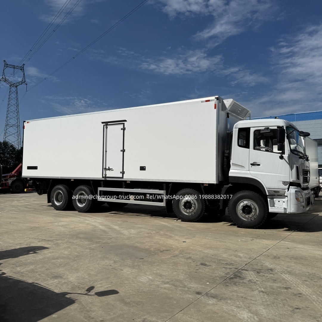 Dongfeng 8X4 12 wheeler 30tons 26ft refrigerated truck body manufacturers truck with liftgate for sale,Chengli Special Automobile Co.,Ltd,Dongfeng  30tons 9.5m refrigerated body cold plate freezer truck with liftgate