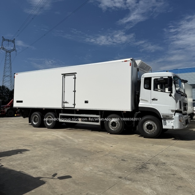 Dongfeng 8X4 12 wheeler 30tons 26ft refrigerated truck body manufacturers truck with liftgate for sale,Chengli Special Automobile Co.,Ltd,Dongfeng  30tons 9.5m refrigerated body cold plate freezer truck with liftgate