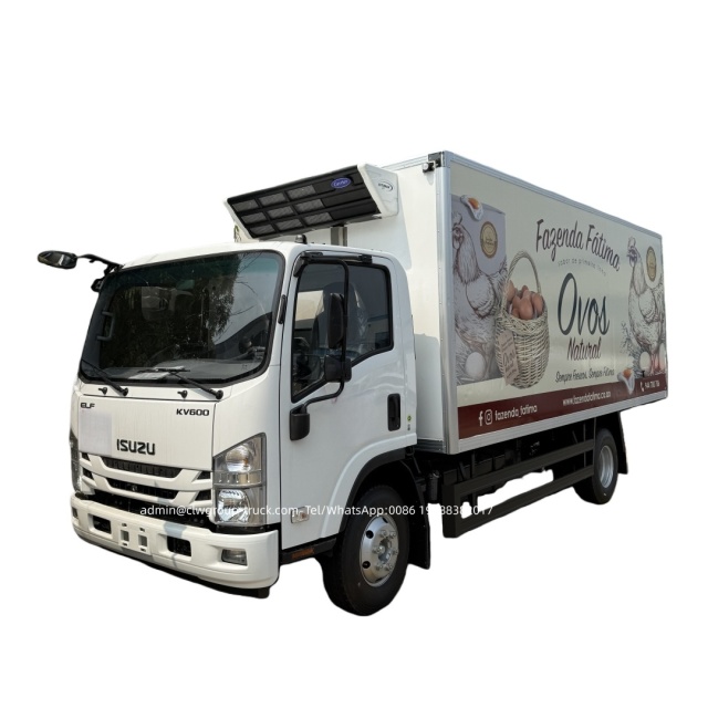 Isuzu 130hp 6tons egg transportation frozen chicken meat refrigerated van,Chengli Special Automobile Co.,Ltd,Isuzu 6tons 8tons frozen chicken egg transportation fridge truck with meat rails