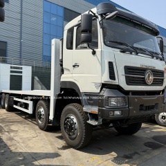 Dongfeng 10m platform flatbed with 15tons winch self loader high jack truck,Chengli Special Automobile Co.,Ltd,Dongfeng 8x4 8x8 platform flatbed front liting self loading bed deck truck