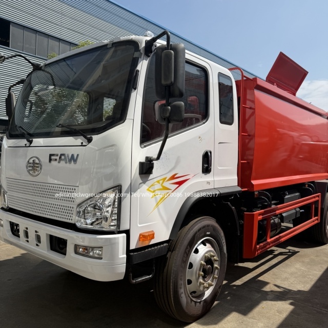 FAW 7cbm side loading container bucket garbage transport truck,Chengli Special Automobile Co.,Ltd,FAW 4x2 7m3 8m3 grab side loader bucket container garbage transfer truck
