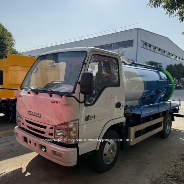ISUZU 130hp 4000litres vacuum cleaner sewage suction truck,Chengli Special Automobile Co.,Ltd,Isuzu 4cbm drain cleaning vacuum pump sewer sucker sewage suction truck