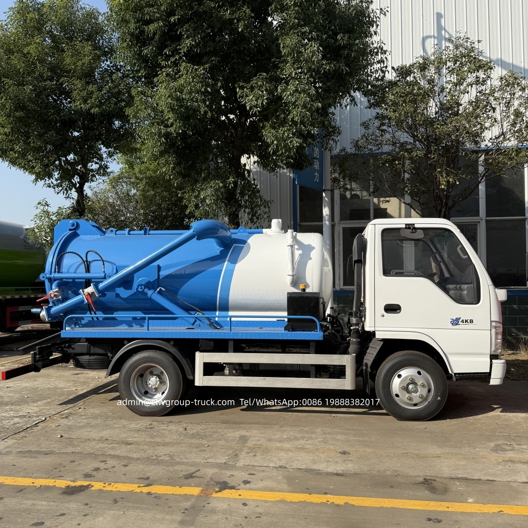 ISUZU 130hp 4000litres vacuum cleaner sewage suction truck,Chengli Special Automobile Co.,Ltd,Isuzu 4cbm drain cleaning vacuum pump sewer sucker sewage suction truck