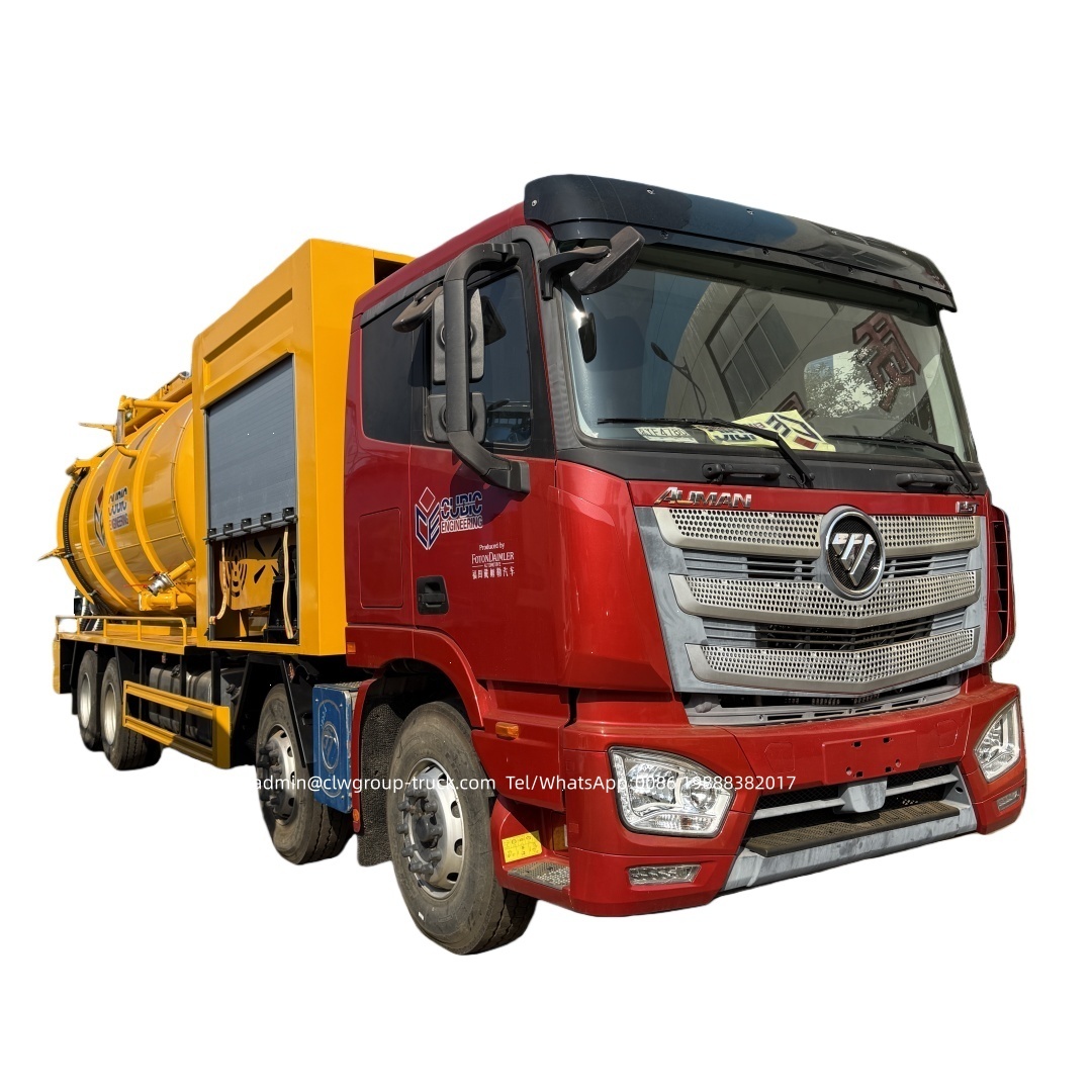 Foton 8x4 12 wheeler 30m3 35m3 vacuum cleaning and suction truck,Chengli Special Automobile Co.,Ltd,Foton 8x4 vacuum tanker pump pressure cleaning and sewage suction truck