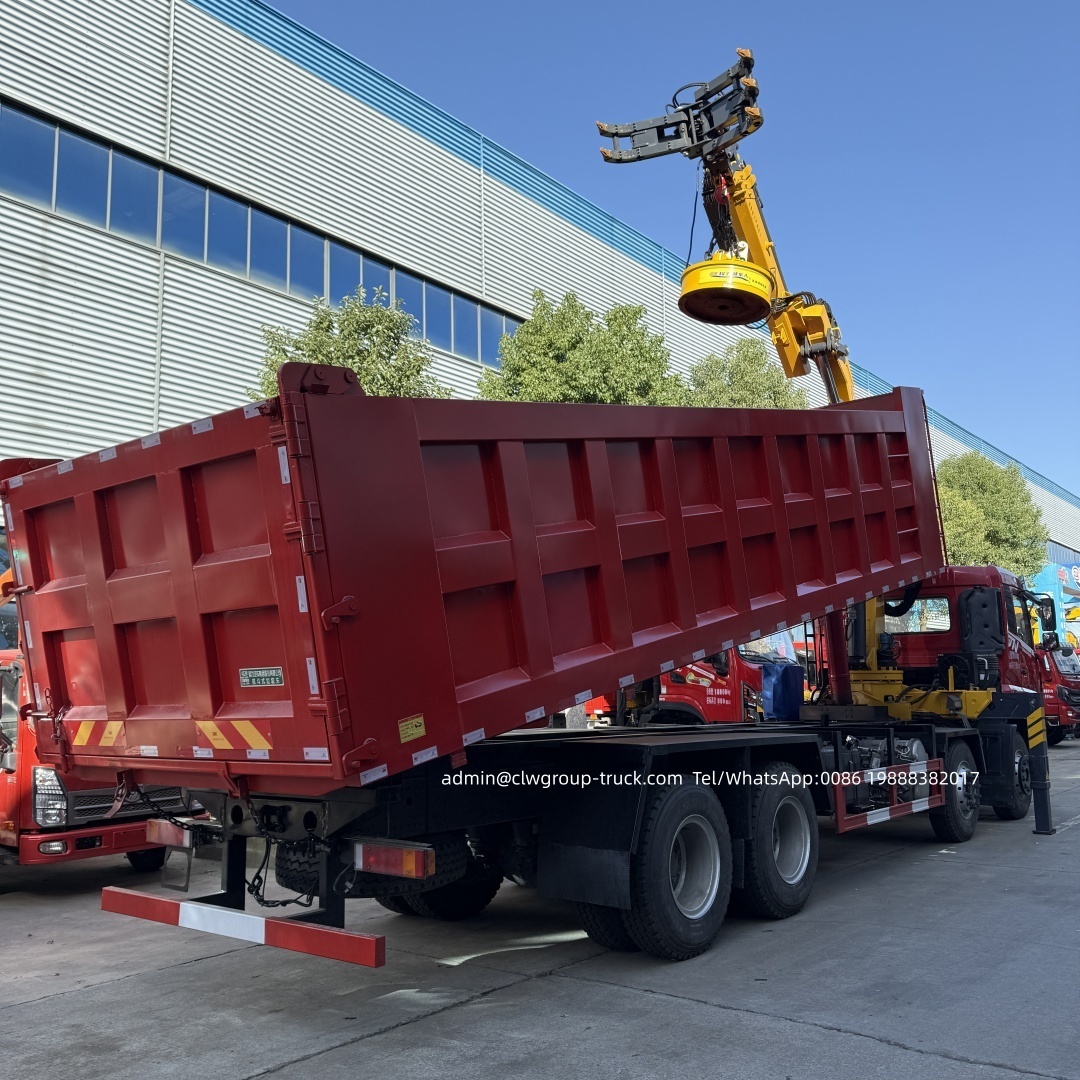 Dongfeng 8x4 dumper truck knuckle boom 12tons crane with grab,Chengli Special Automobile Co.,Ltd,Dongfeng 8x4 dumper box knuckle arm boom truck mounted crane with grab