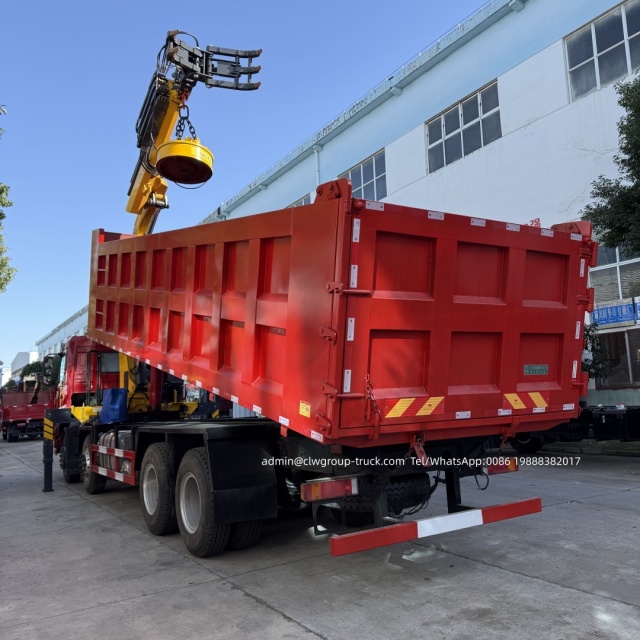 Dongfeng 8x4 dumper truck knuckle boom 12tons crane with grab,Chengli Special Automobile Co.,Ltd,Dongfeng 8x4 dumper box knuckle arm boom truck mounted crane with grab