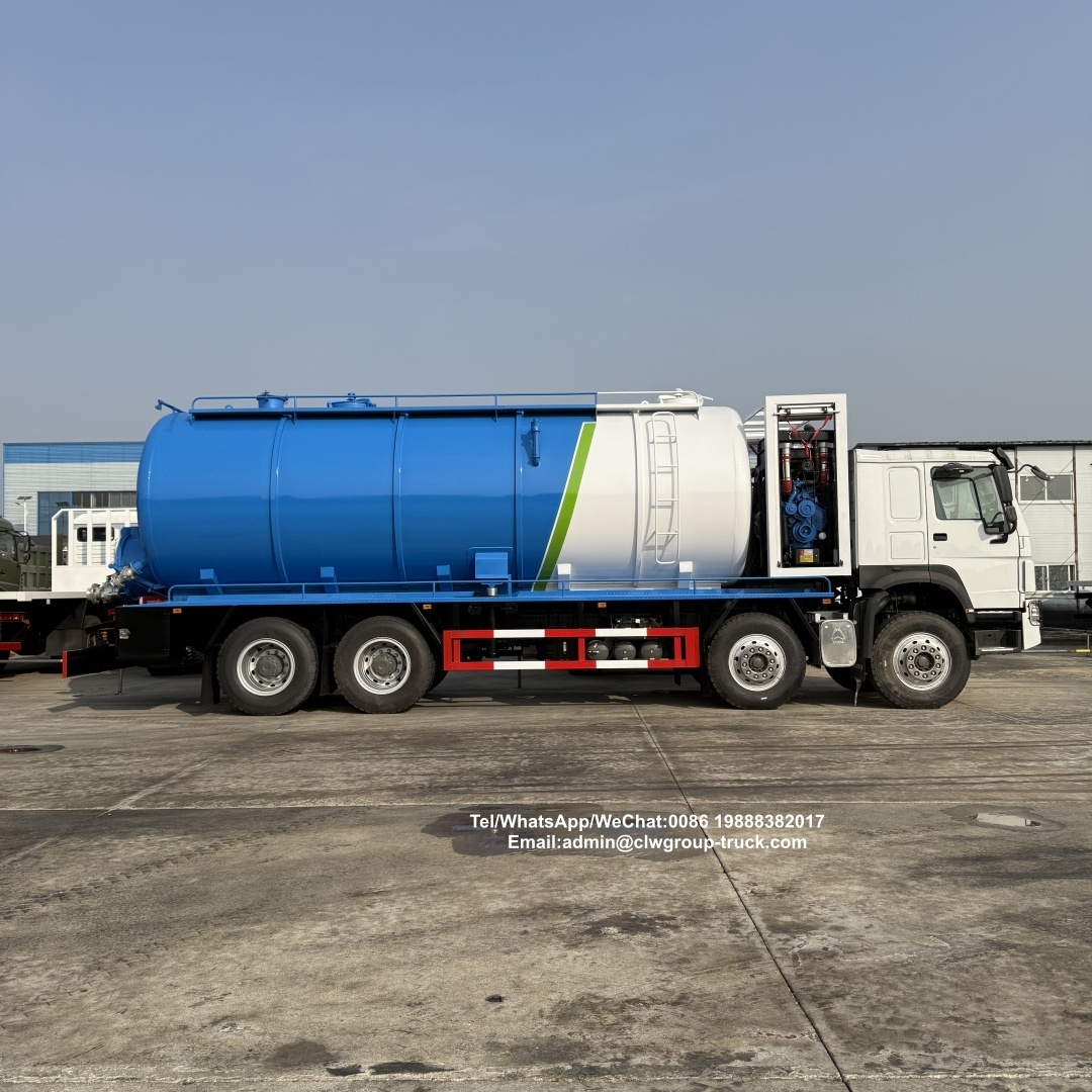 Sinotruk 8x4 12 wheeler 25m3 capacity vacuum pump High Pressure Dredging sewage truck,Chengli Special Automobile Co.,Ltd,Sinotruk howo 8x4 25m3 28m3 vacuum pump pressure dredging sewage suction truck