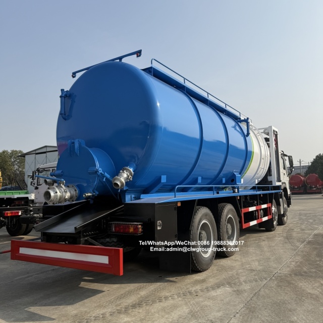 Sinotruk 8x4 12 wheeler 25m3 capacity vacuum pump High Pressure Dredging sewage truck,Chengli Special Automobile Co.,Ltd,Sinotruk howo 8x4 25m3 28m3 vacuum pump pressure dredging sewage suction truck
