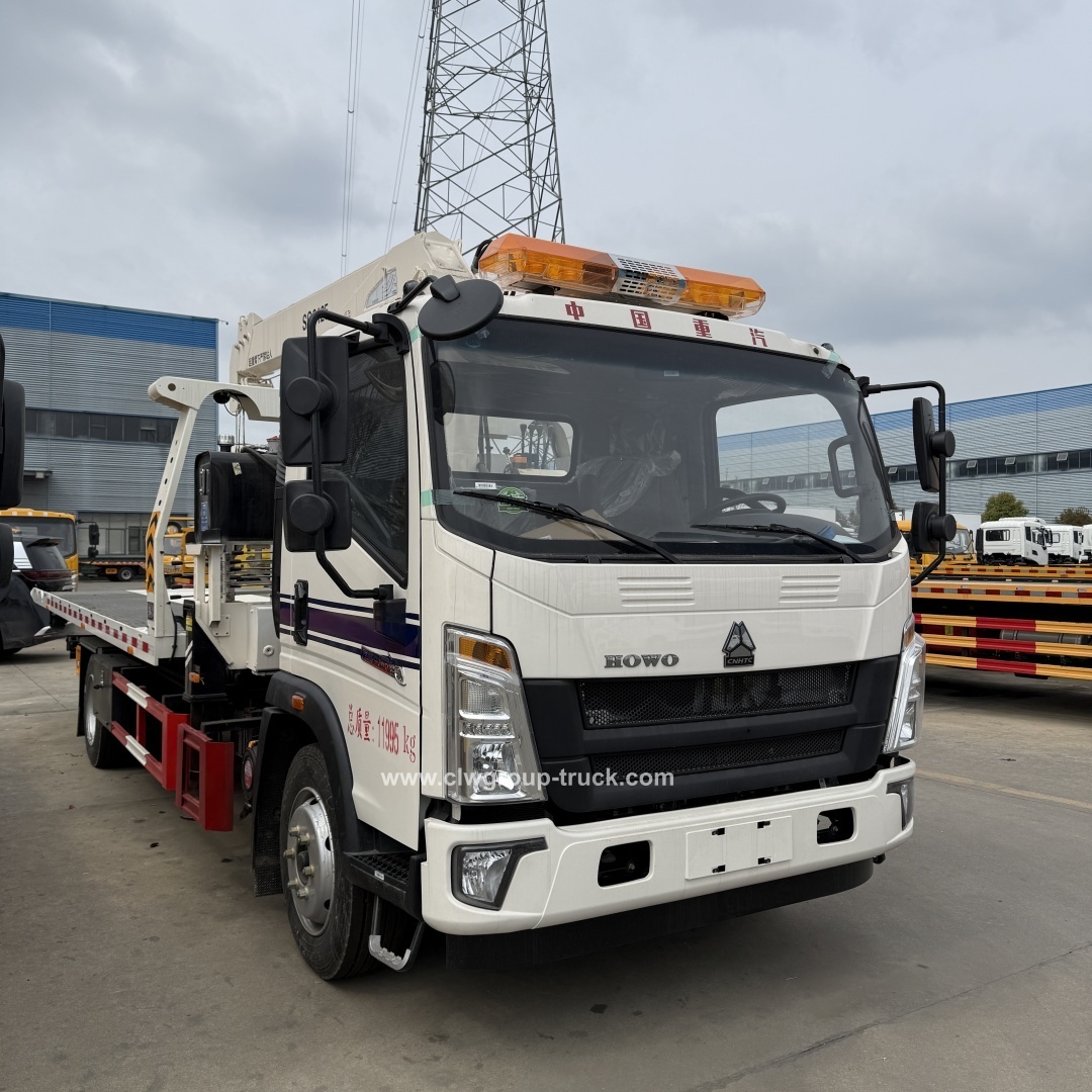 Sinotruk howo yuchai engine 160hp 140hp flatbed delivery traffic rescue tow truck crane,Chengli Special Automobile Co.,Ltd,Sinotruk howo faltbed delivery wrecker telescopic boom rescue tow truck crane