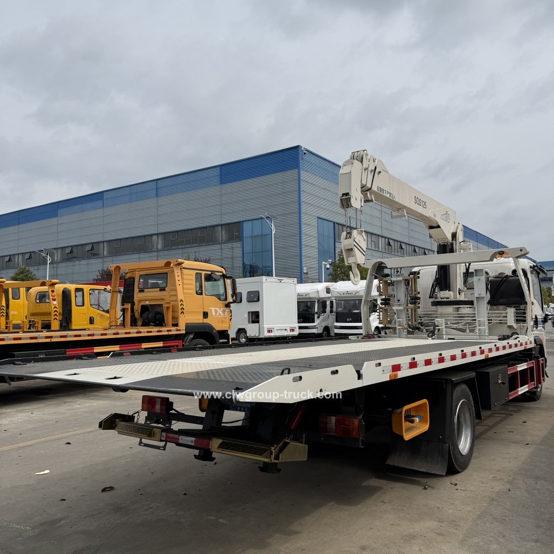 Sinotruk howo yuchai engine 160hp 140hp flatbed delivery traffic rescue tow truck crane,Chengli Special Automobile Co.,Ltd,Sinotruk howo faltbed delivery wrecker telescopic boom rescue tow truck crane