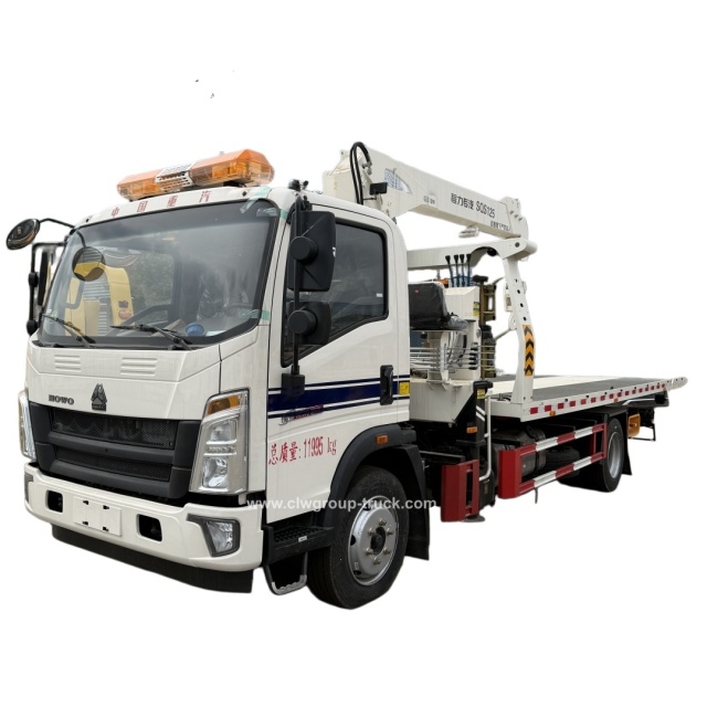 Sinotruk howo yuchai engine 160hp 140hp flatbed delivery traffic rescue tow truck crane,Chengli Special Automobile Co.,Ltd,Sinotruk howo faltbed delivery wrecker telescopic boom rescue tow truck crane