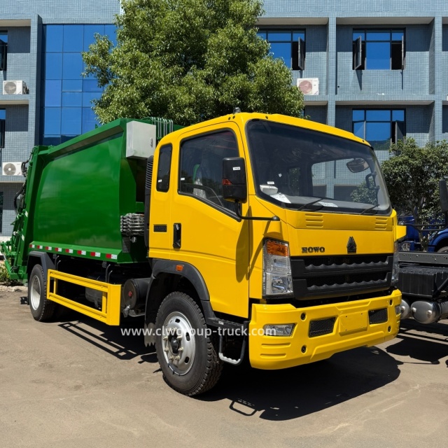 Sinotruk howo waste bin rear load compress garbage truck,Chengli Special Automobile Co.,Ltd,Sinotruk howo 6.5cbm 8cbm 10cbm garbage compactor truck manufacturers in hubei