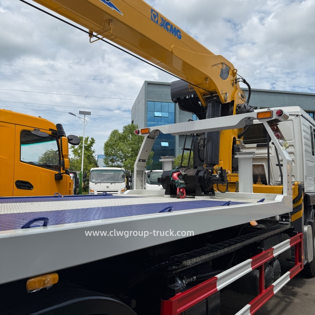 Sinotruk howo 10 wheeler 15tons flatbed towing crane truck,Chengli Special Automobile Co.,Ltd,Sinotruk howo 6X4 15tons flatbed hydraulic towing crane telescopic boom