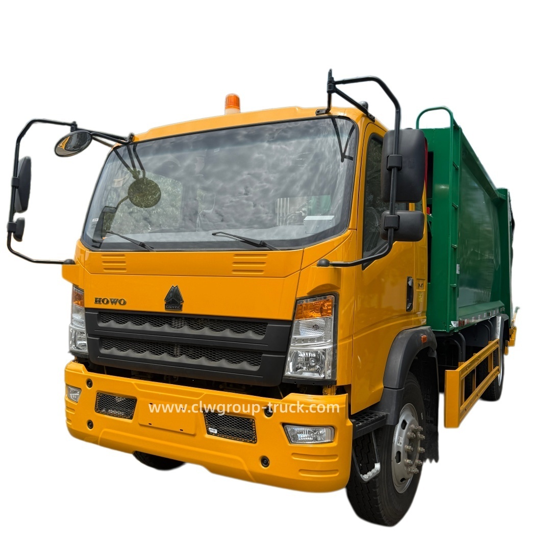 Sinotruk howo waste bin rear load compress garbage truck,Chengli Special Automobile Co.,Ltd,Sinotruk howo 6.5cbm 8cbm 10cbm garbage compactor truck manufacturers in hubei