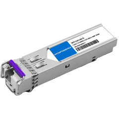 Custom OEM Alcatel-Lucent SFP-GIG-BX-D20 BiDi SFP transceiver 20km white background product shot