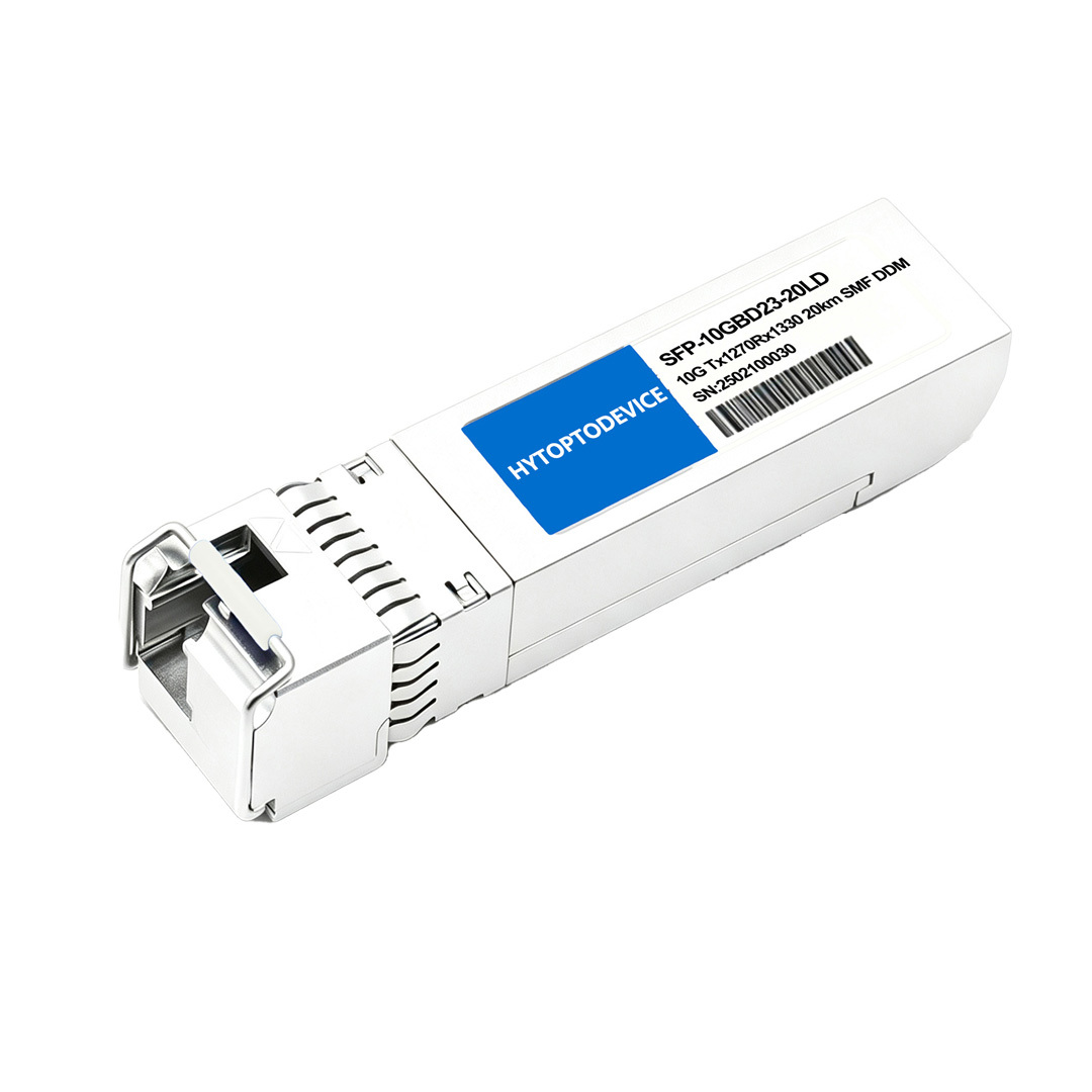 HYTOPTODEVICE Cisco SFP-10G-BXU-I Compatible 10GBASE-BX20-U SFP+ BiDi 1270nm-TX/1330nm-RX 20km DDM LC SMF Industrial Optical Transceiver Module