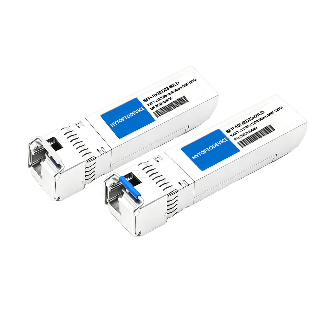 hytoptodevice Bulk pack 10G SFP+ BiDi Transceiver 60km for Brocade fiber switches white background