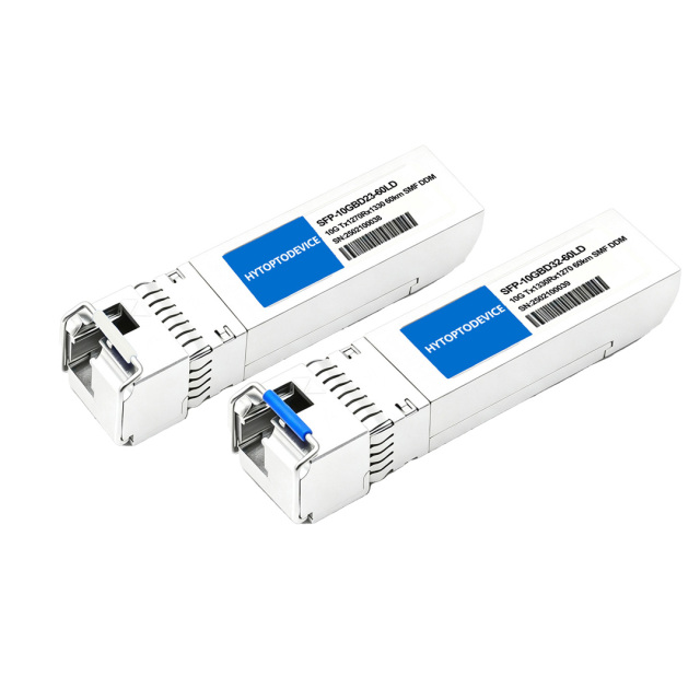 hytoptodevice Bulk pack 10G SFP+ BiDi Transceiver 60km for Brocade fiber switches white background