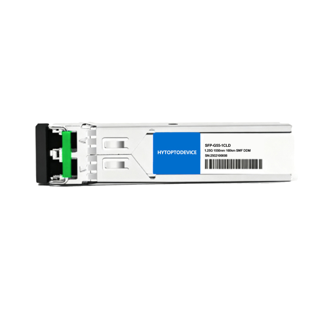 1550nm 160km long range single mode SFP Transceiver Single Mode duplex LC port close-up