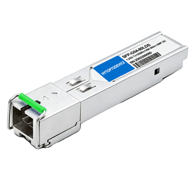 HYTOPTODEVICE 1.25G TX1550 RX1490 80km SC BiDi SFP Module full white background front view