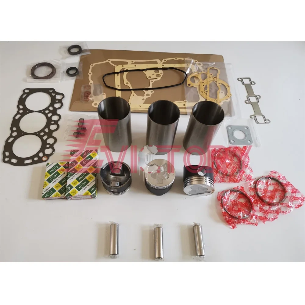 for MITSUBISHI L3E rebuild overhaul kit piston + ring + full gasket set + cylinder liner sleeve + crankshaft conrod bearing
