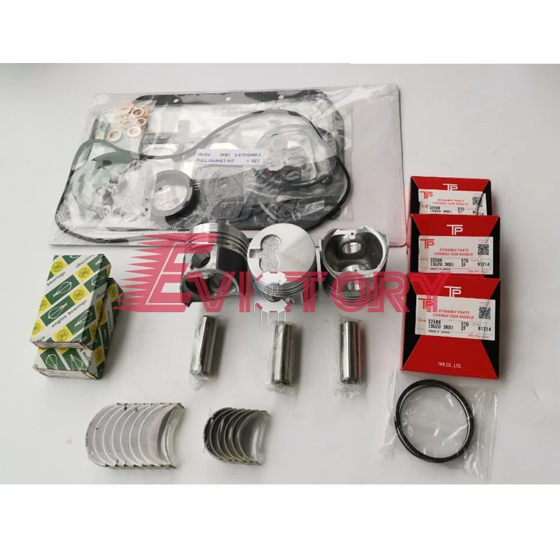For Isuzu 3KB1 overhaul rebuild kit piston ring head gasket main conrod bearing