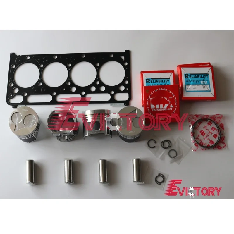For Kubota V2203M V2203T V2203 cylinder head assy + 4pcs piston + ring + head gasket