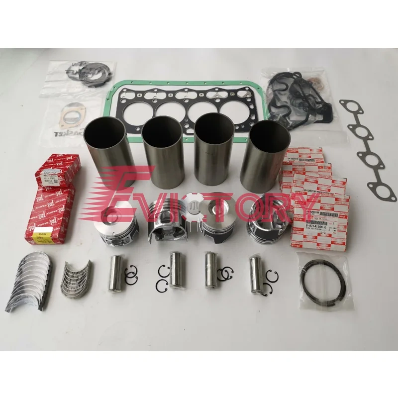 For ISUZU 4LE2 cylinder head assy + bearing gasket piston liner sleeve ring set overhaul rebuild kit