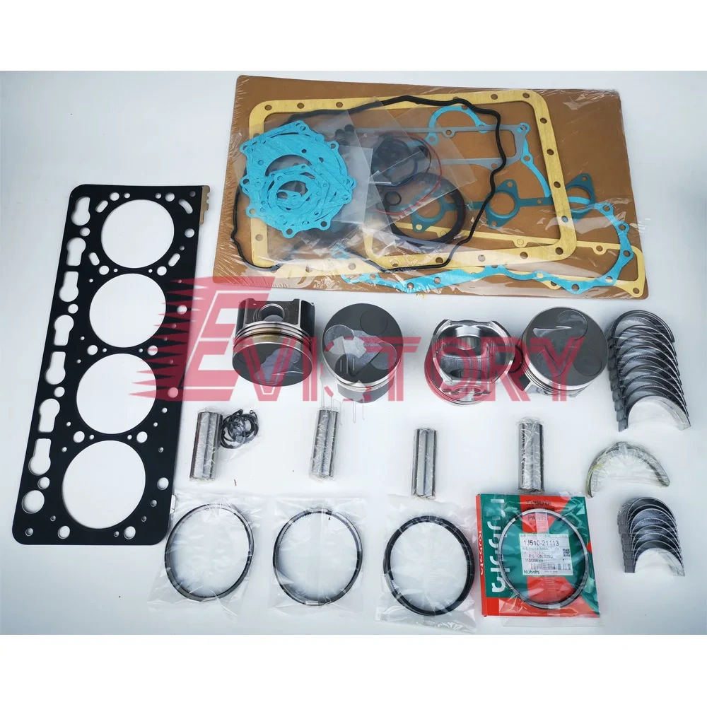 KUBOTA V3307DI V3307-T V3307 rebuild overhaul kit gasket piston ring valve