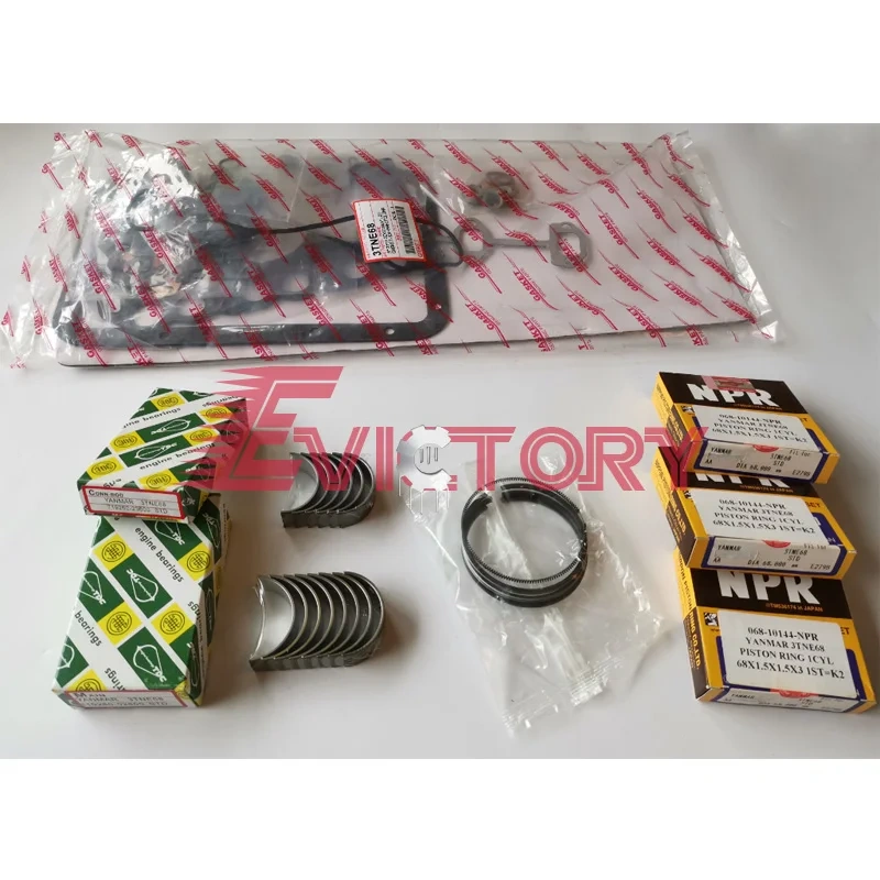 For YANMAR parts 3TN66 rebuild kit piston ring connecting rod conrod gasket bearing