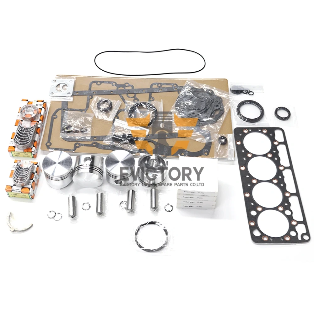 For KUBOTA excavator V1200 rebuild overhaul kit water pump piston ring gasket bearing