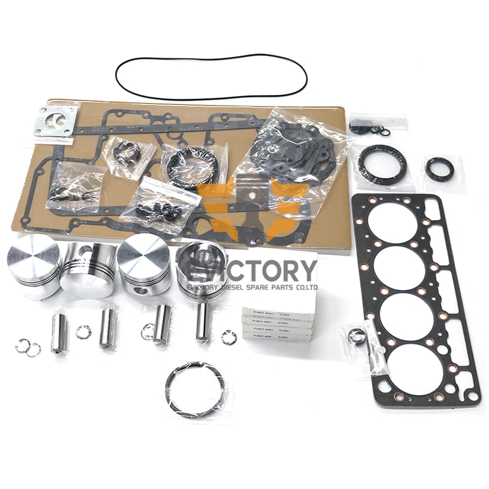 For KUBOTA repair kit V1200 piston ring complete gasket kit valve guide excavator parts
