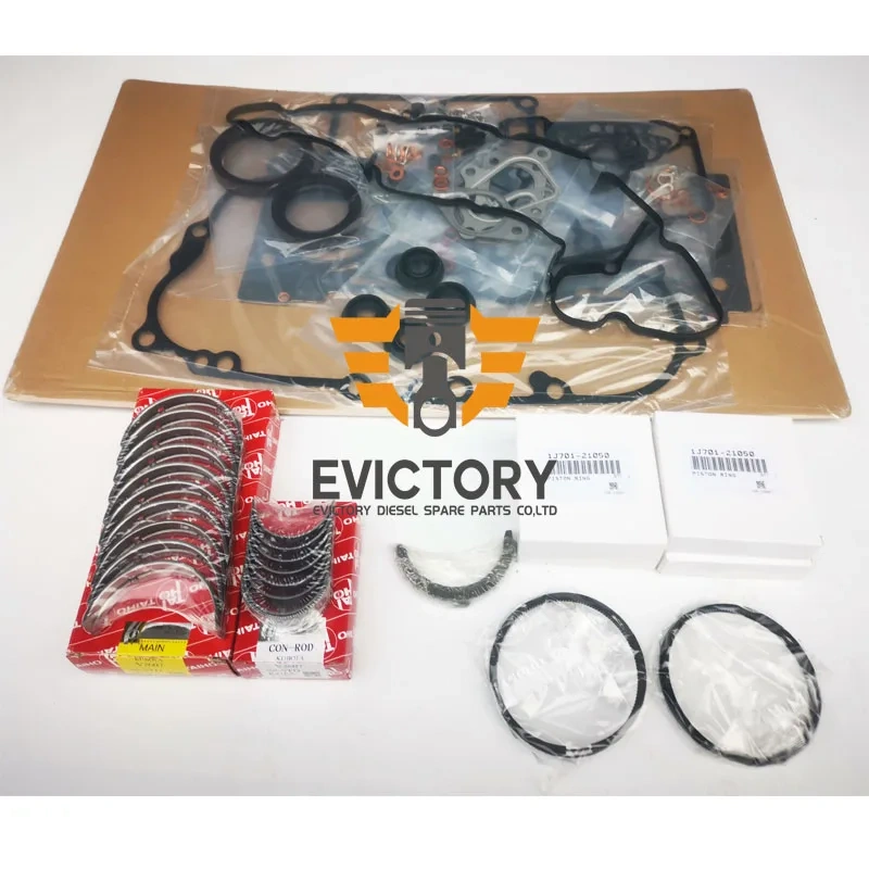 For KUBOTA excavator V3307 rebuild overhaul kit valve guide piston ring big small bearing full gasket kit
