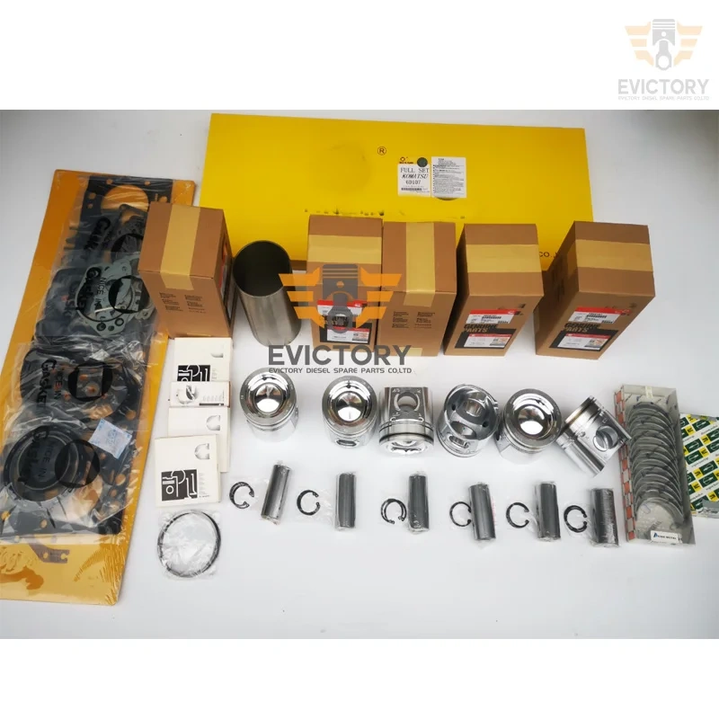 6D102 S6D102E-1 S6D102 overhaul rebuild kit  Cylinder head gasket liner piston ring bearing For Komatsu 5.9L 12V Engine Forklift