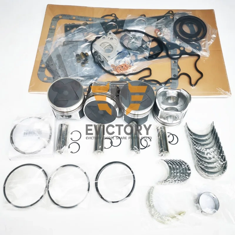 For KUBOTA V3300 Crankshaft rebuild kit + piston + ring + cylinder liner + full gasket kit + all bearing 12/16V