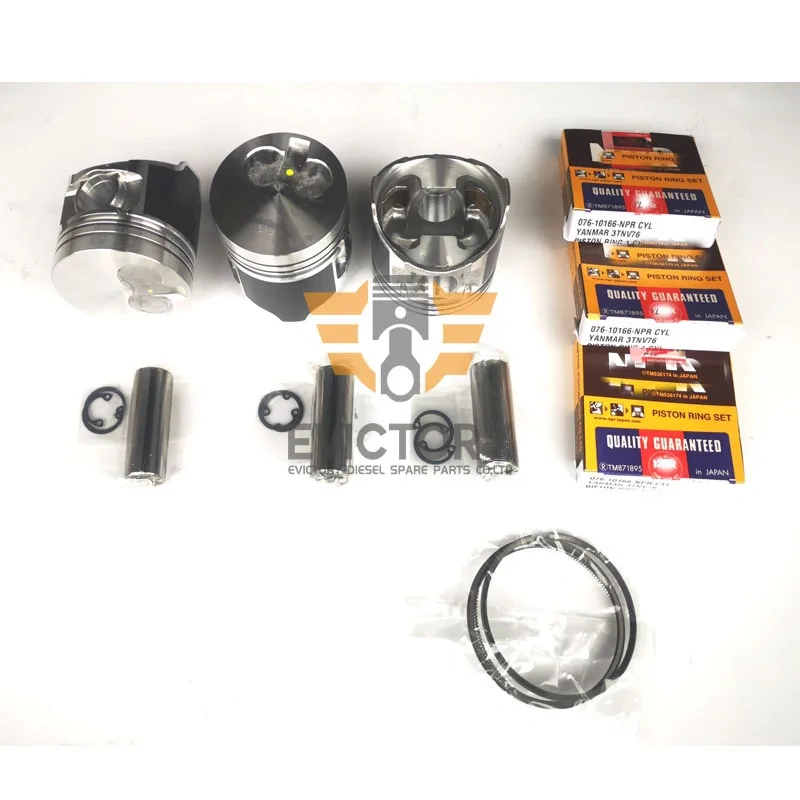 For YANMAR excavator parts 3TNV76 rebuild overhaul kit piston ring main conrod bearing set