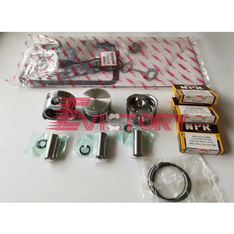 For YANMAR excavator 3TNV68 engine kit valve guide piston ring full gasket kit