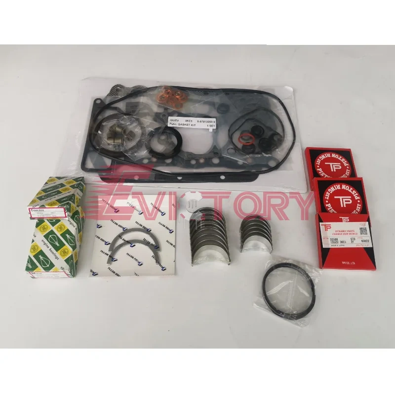 For Isuzu 3KC1 engine kit piston ring + full gasket kit + main conrod bearing