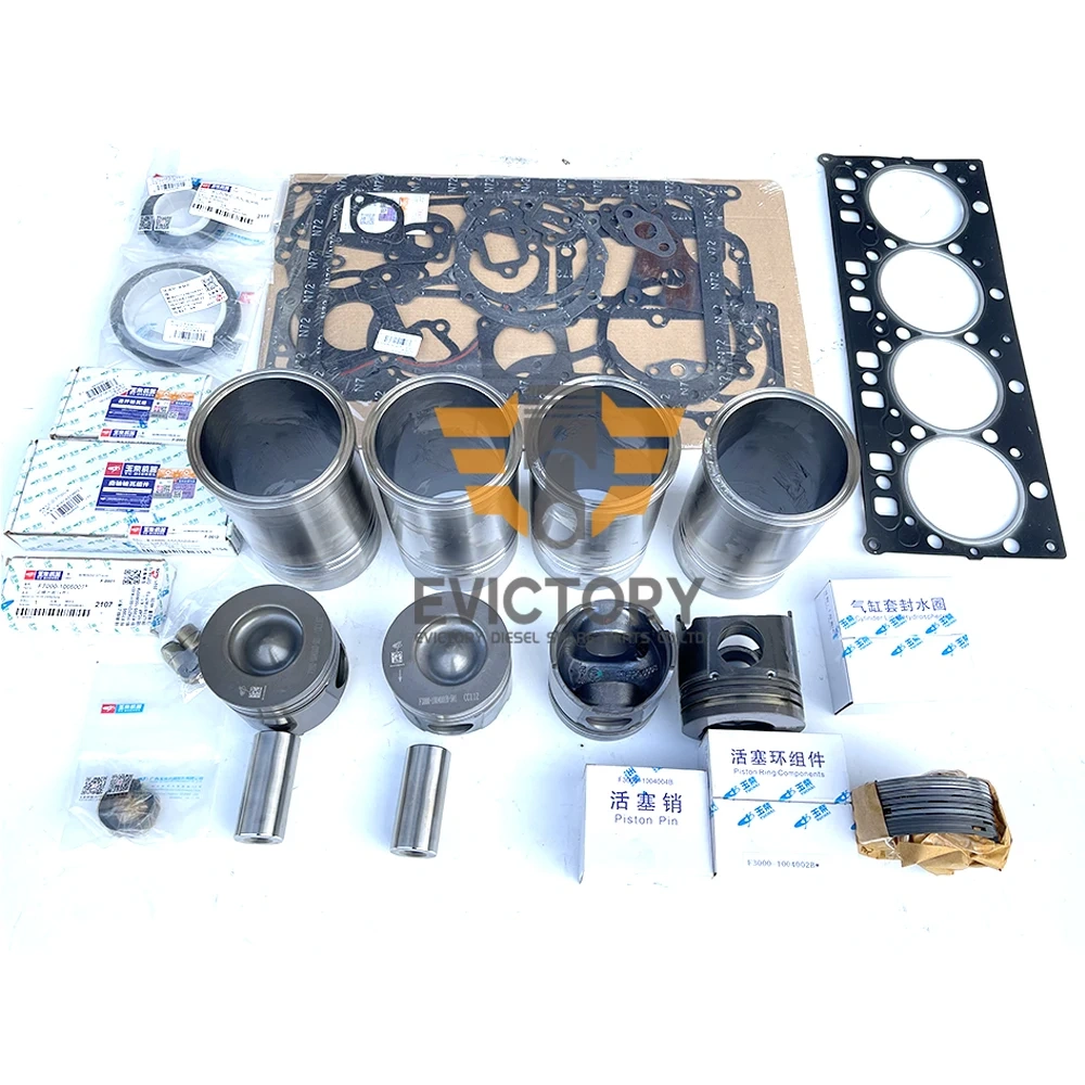 For YUCHAI YC4F100 rebuild overhaul kit pisotn liner gasket bearing