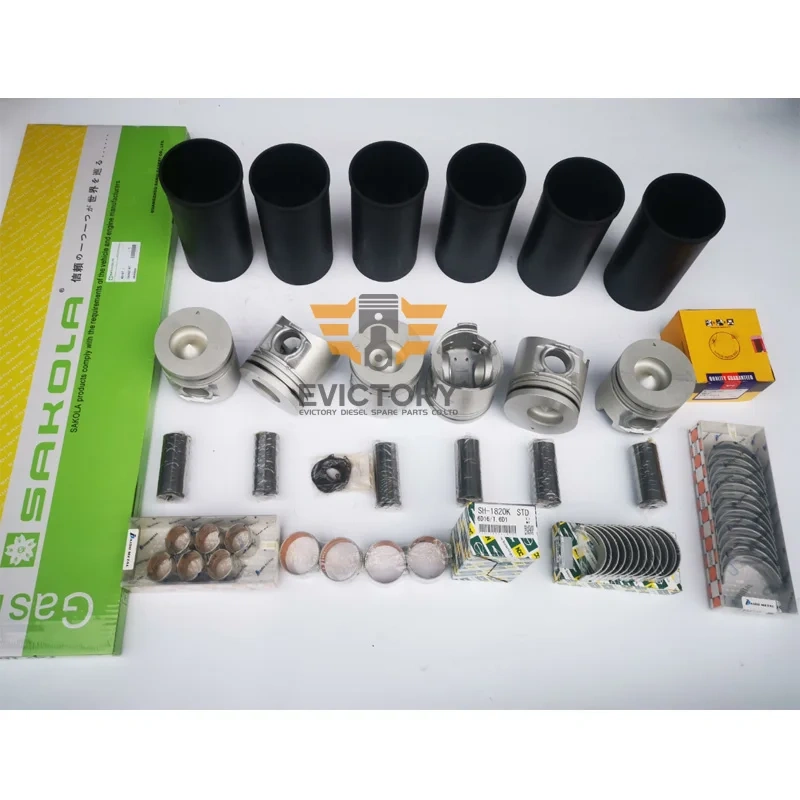 For HYUNDAI FORKLIFT 6D16T 6D16 6D16-T overhaul rebuild kit piston ring cylinder liner complete gasket kit engine bearing set