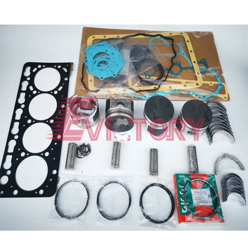 KUBOTA V3307DI V3307-T V3307 rebuild overhaul kit gasket piston ring valve